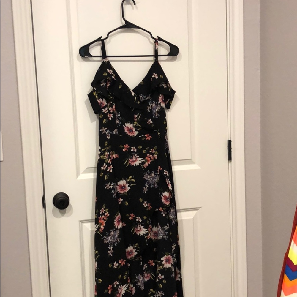 Dress with shorts embedded and slit in leg
